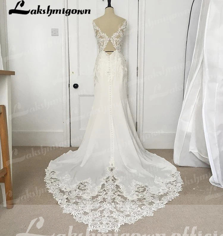 Lakshmigown Mermaid Wedding Dresses for Women 2023 Bride Appliques Unique Long Tail Luxury Wedding Gowns vestidos de novia