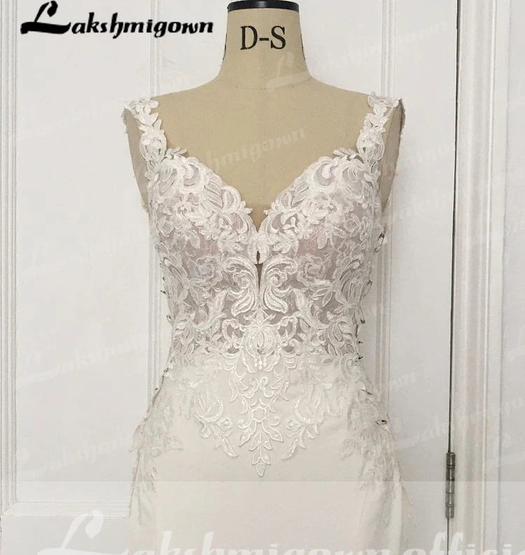 Lakshmigown Mermaid Wedding Dresses for Women 2023 Bride Appliques Unique Long Tail Luxury Wedding Gowns vestidos de novia