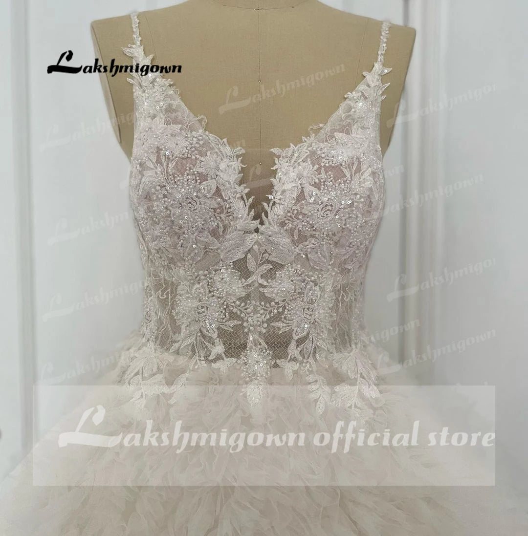 Lakshmigown Luxry A-Line Wedding Dresses for The Church 2023 Bride Appliques Chapel Train Classic Wedding Gowns свадебное платье