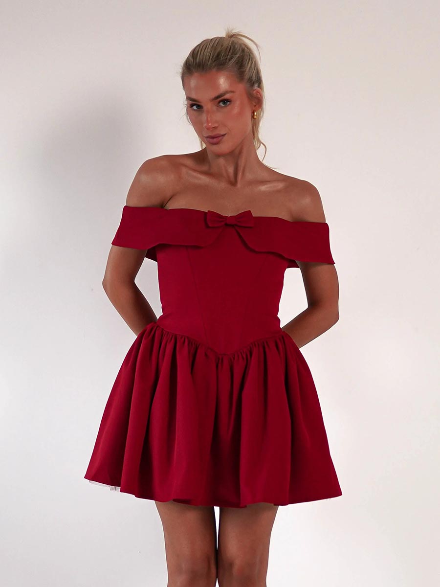 A-Line Off Shoulder Sleek Party Evening Homecoming Dress