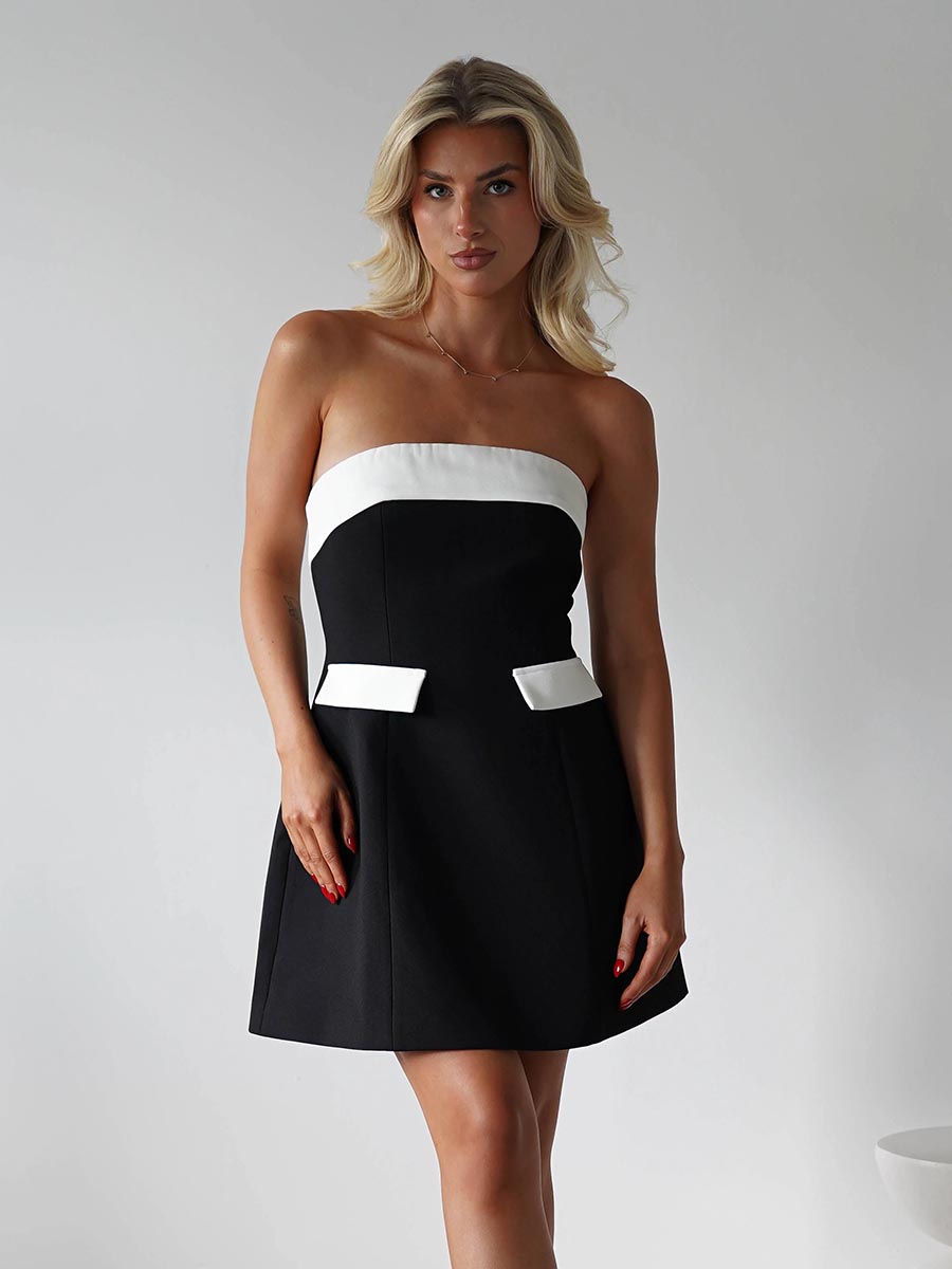 A-Line Strapless Sleek Satin Party Evening Homecoming Dress