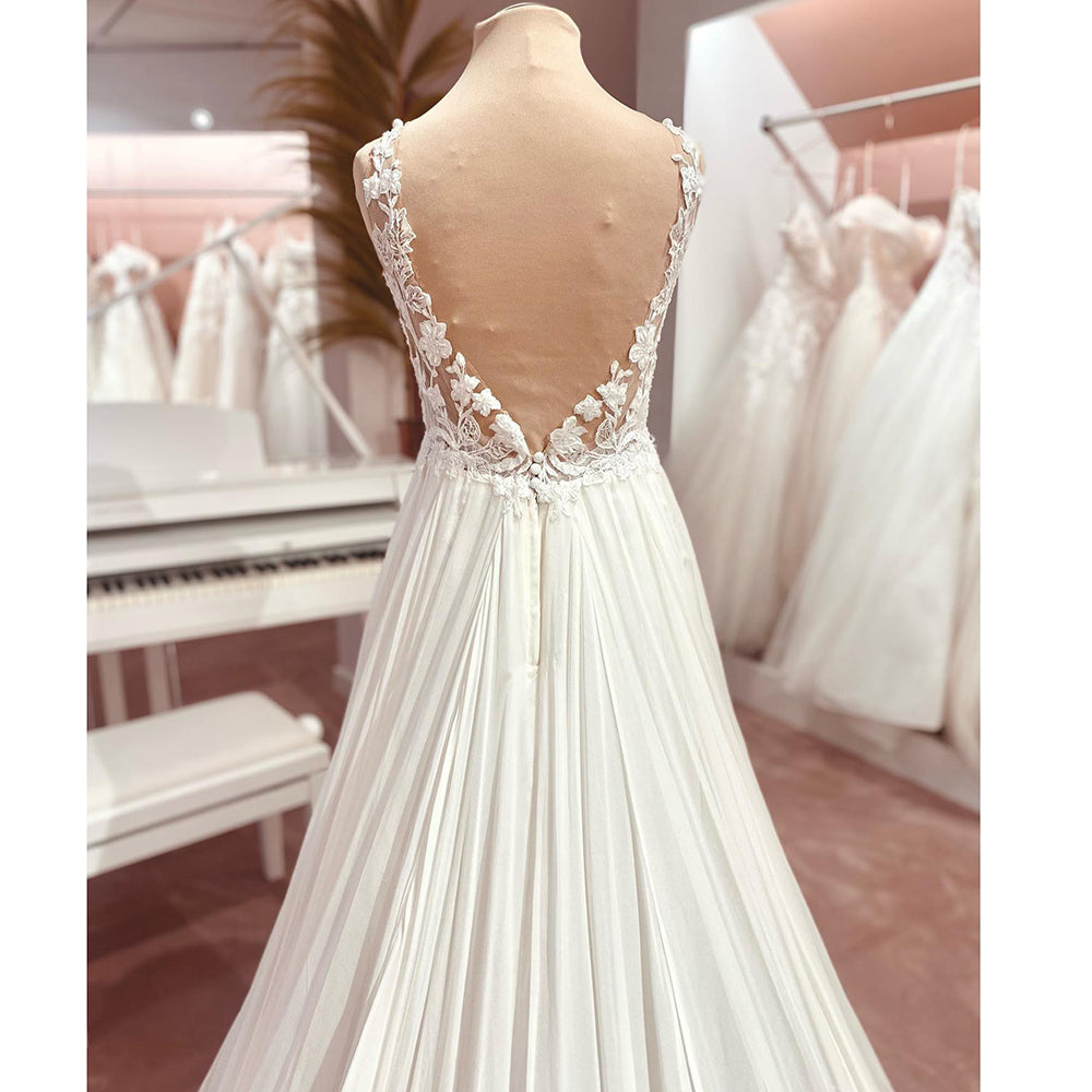 Abito da sposa in chiffon LA104 Abito da sposa con perline in pizzo