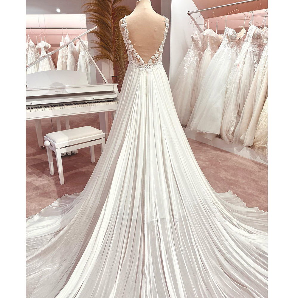 Abito da sposa in chiffon LA104 Abito da sposa con perline in pizzo