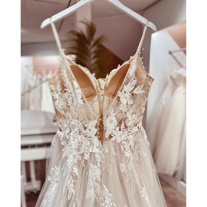 Spaghetti Straps Lace Wedding Dress Open Back Civil Bridal Bohemian Wedding Gowns