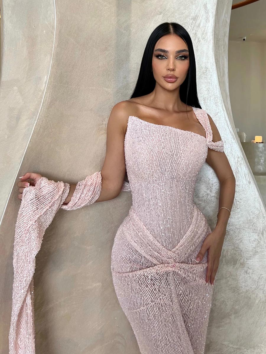 Sheath Strapless Full Sequins Party Evening Prom Dress