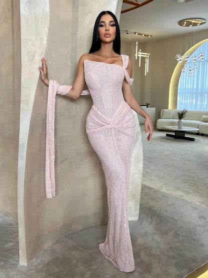 Sheath Strapless Full Sequins Party Evening Prom Dress