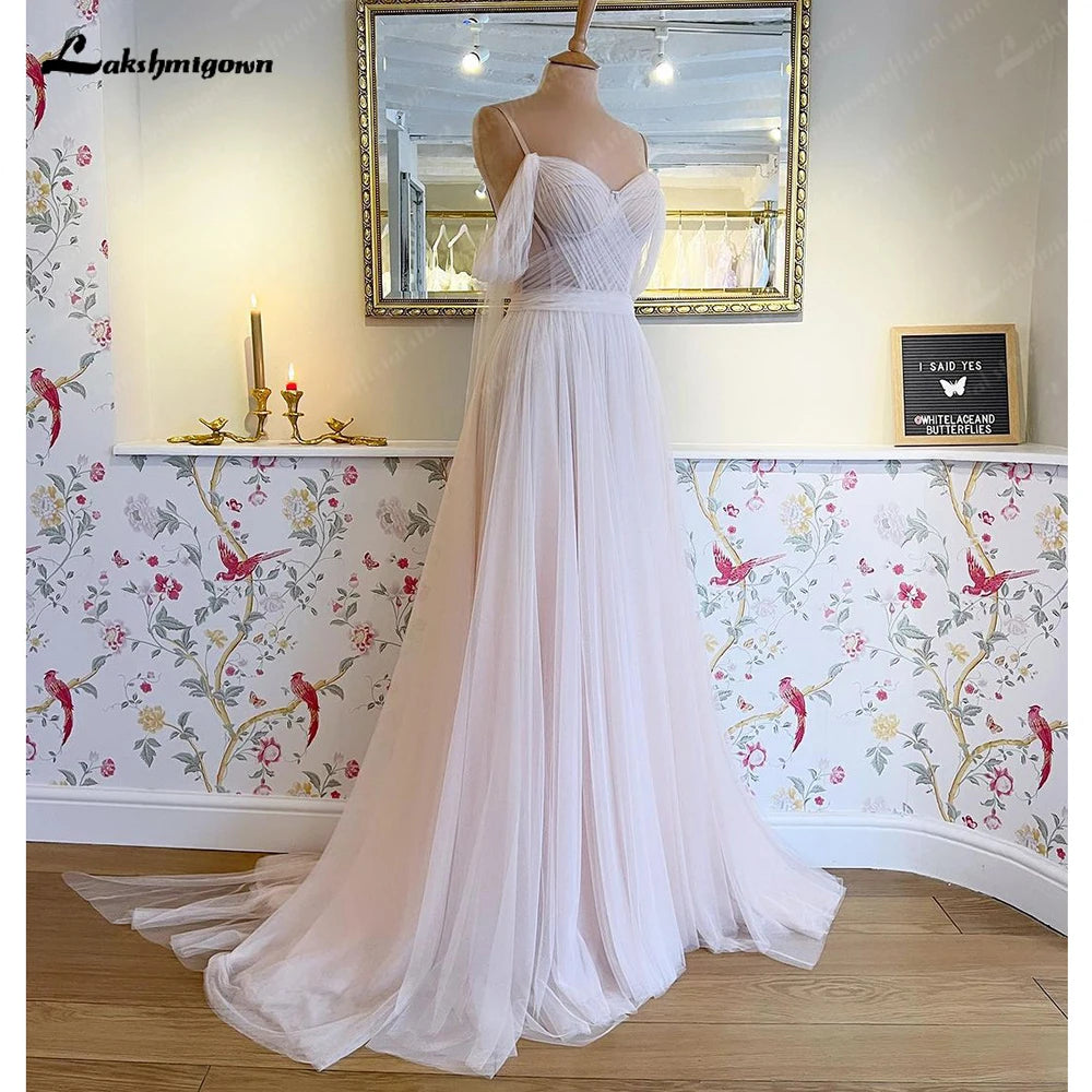 Lakshmigown Boho Tulle Beach Wedding Dress for Women 2024 Spaghetti Straps Bridal Gown vestidos de novia suknia ślubna