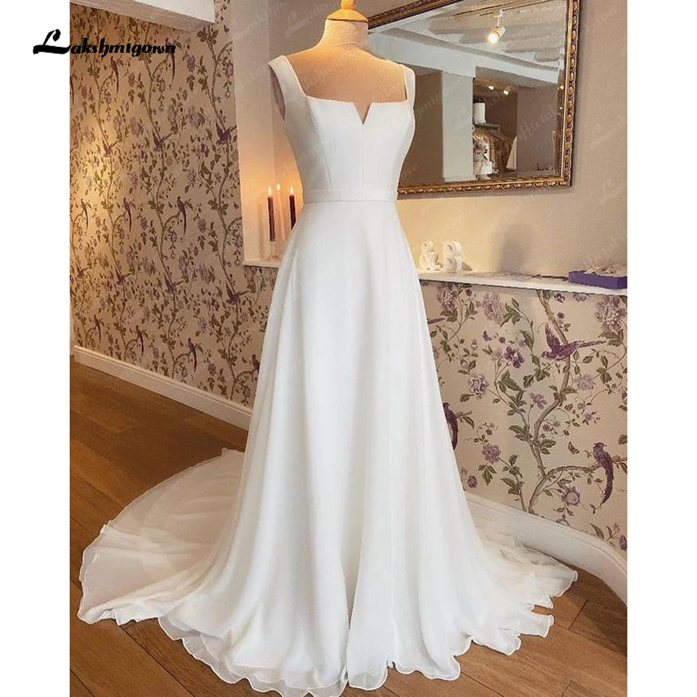 Lakshmigown Chiffon Long Boho Beach Wedding Dresses2023 Civil Bridal Tank A Line Wedding Gowns Robe Femme