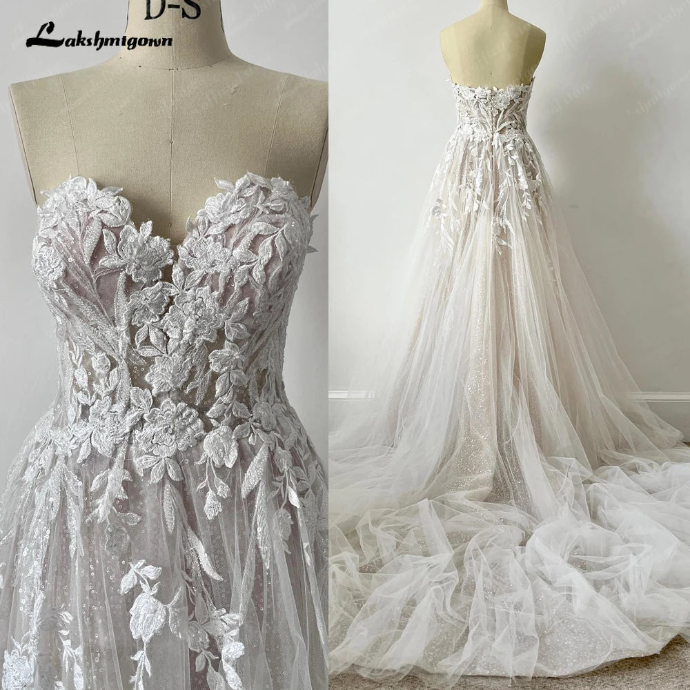 Lakshmigown Corset Sweetheart Sexy Bohemian Wedding Dresses For Women A Line Wedding Gowns vestido
