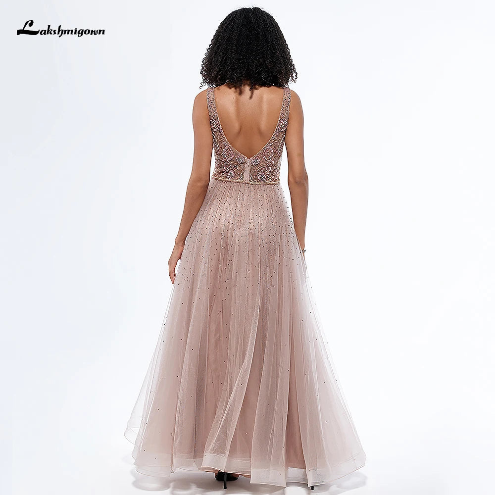 Lakshmigown Dusty Pink A-Line Evening Prom Dresses Gowns 2024 Beaded For Women Party vestidos para mujer elegantes y bonitos