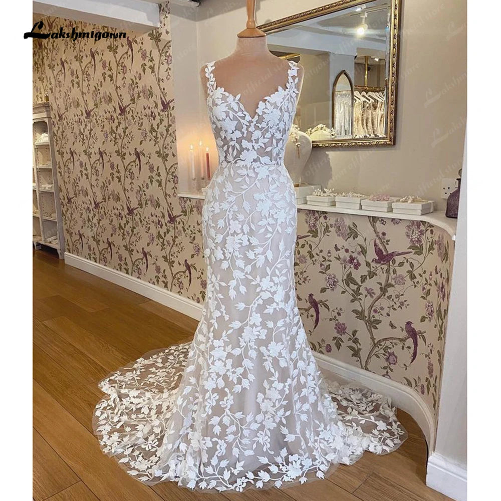 Lakshmigown Full Lace Boho Wedding Dress Backless robe mariée sirene Sweetheart Mermaid/Trumpet Beach