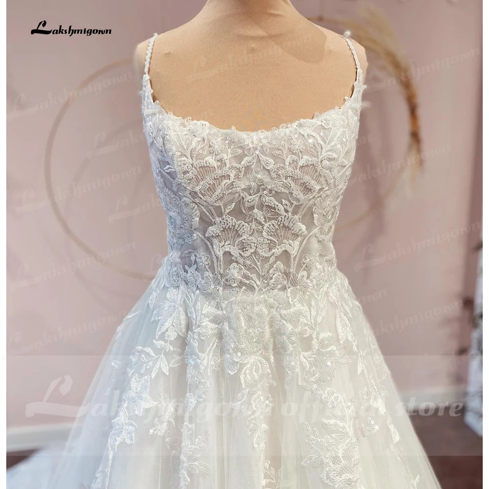 Luxury Strapless Wedding Dress Open Back Sleeveless Sexy Bridal Robe Tulle Wedding Gowns Appliques