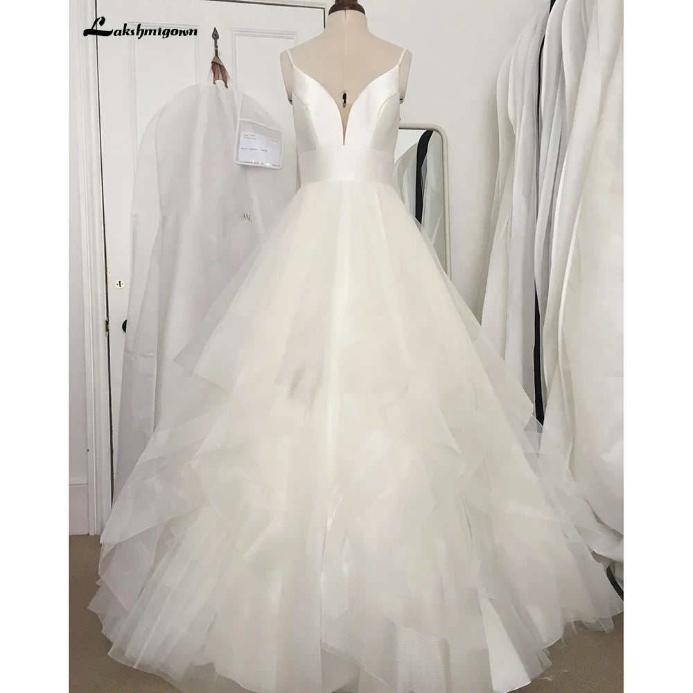 Civil Beach Ruffles Wedding Dresses for Bride 2023 Novia Vestido Chic Bridal A Line V neck Wedding Dress Spaghett Straps