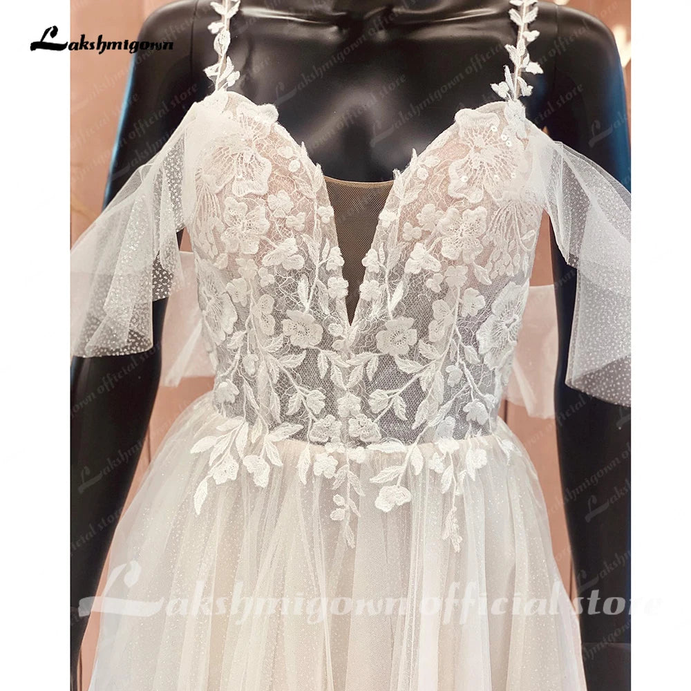 Lakshmigown Vintage Off Shoulder Lace Princess Boho Wedding Dress Women 2023 Sweetheart Bridal Gowns vestido de casamento