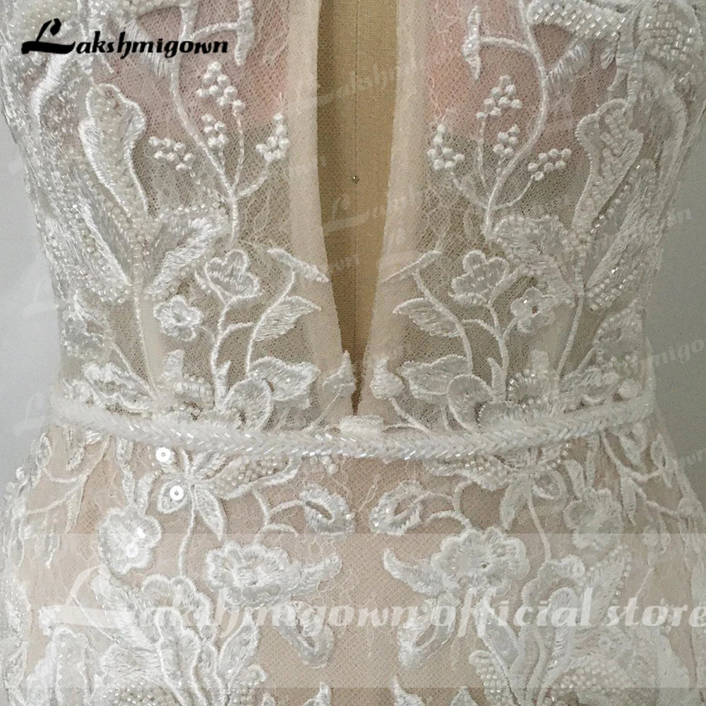Luxury Mermaid/Trumpet Wedding Dress Sleeveless Halter Neck Lace Appliques Open Back Robe Mariee 2023 Sexy Bridal Wedding Gowns