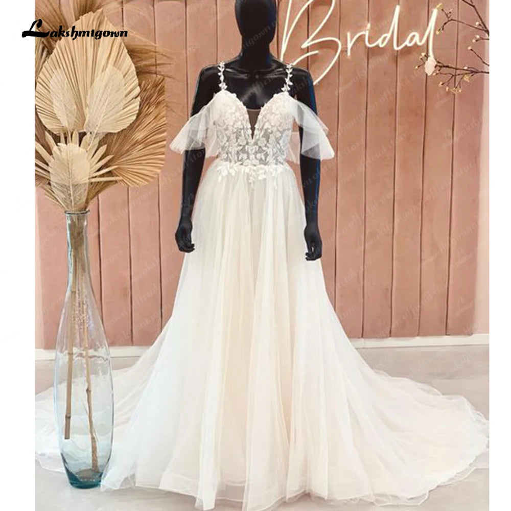 Lakshmigown Vintage Off Shoulder Lace Princess Boho Wedding Dress Women 2023 Sweetheart Bridal Gowns vestido de casamento