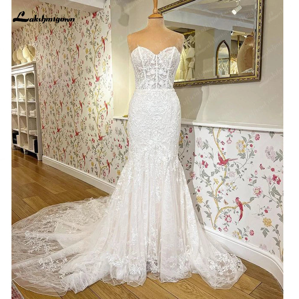 Lakshmigown Lace Sweetheart Mermaid/Trumpet Boho Wedding Dress 2023 Women Wedding Gowns for Bride vestido de noiva sereia