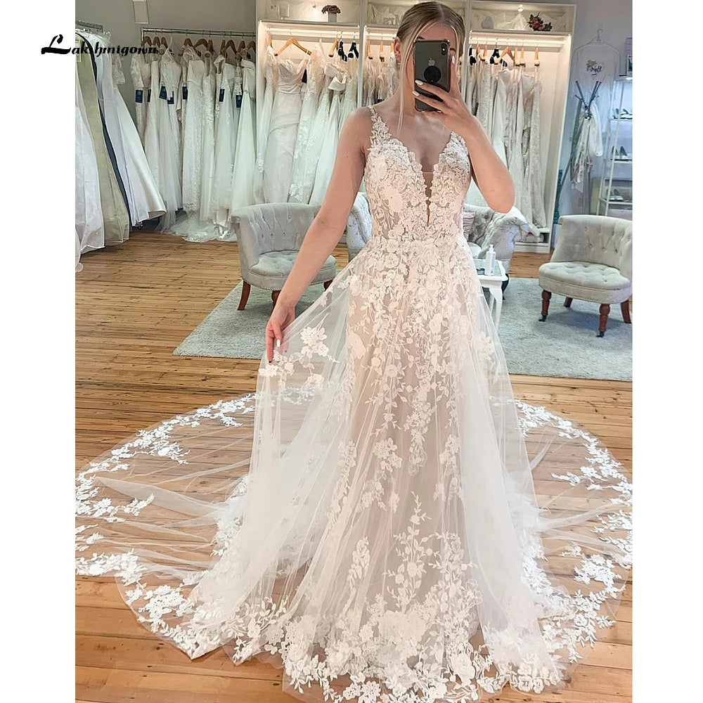 2022 V-Neck Appliques Mermaid Wedding Dresses with Detachable Skirt 2 in 1 Bride Dress Mermaid Chapel Train Luxury Wedding Gowns