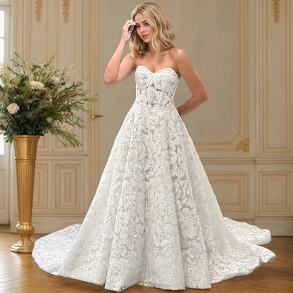 High Quality Lace and Bling Bling Bridal Wedding Dress with Detachable LAKSHMIGOWN High Quality Lace and Bling Bling Bridal Wedding Dress with Detachable LAKSHMIGOWN