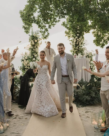 A Line Boho Full Lace Wedding dress