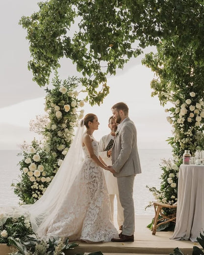 A Line Boho Full Lace Wedding dress