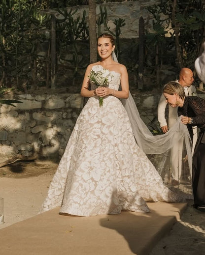 A Line Boho Full Lace Wedding dress