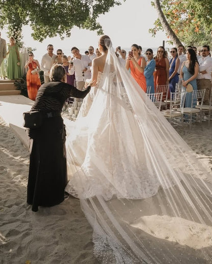 A Line Boho Full Lace Wedding dress