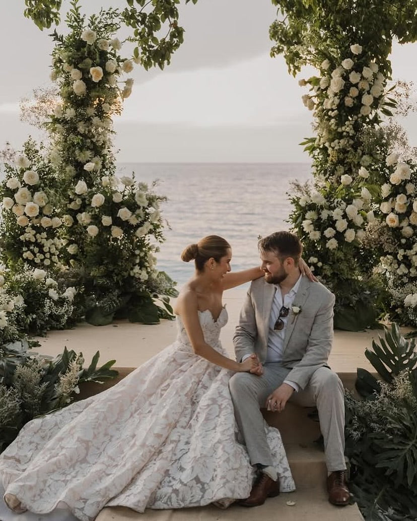 A Line Boho Full Lace Wedding dress