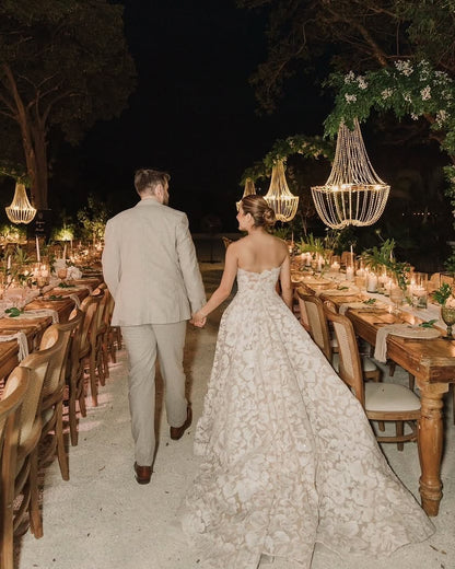 A Line Boho Full Lace Wedding dress