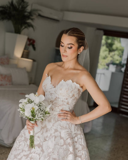 A Line Boho Full Lace Wedding dress