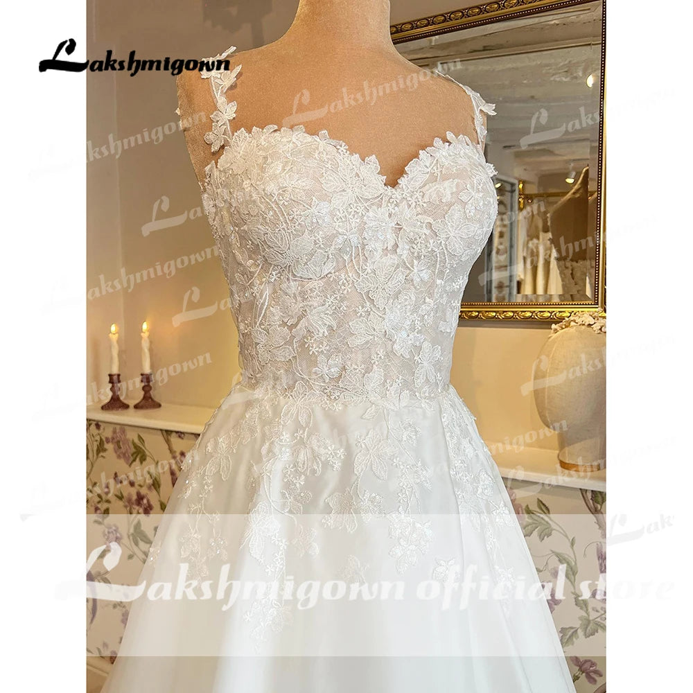 Vestidos de Nova A Line Wedding Dress Sweetheart Bridal Dress Princess White Tulle 2022 with Appliques Robe de mariee