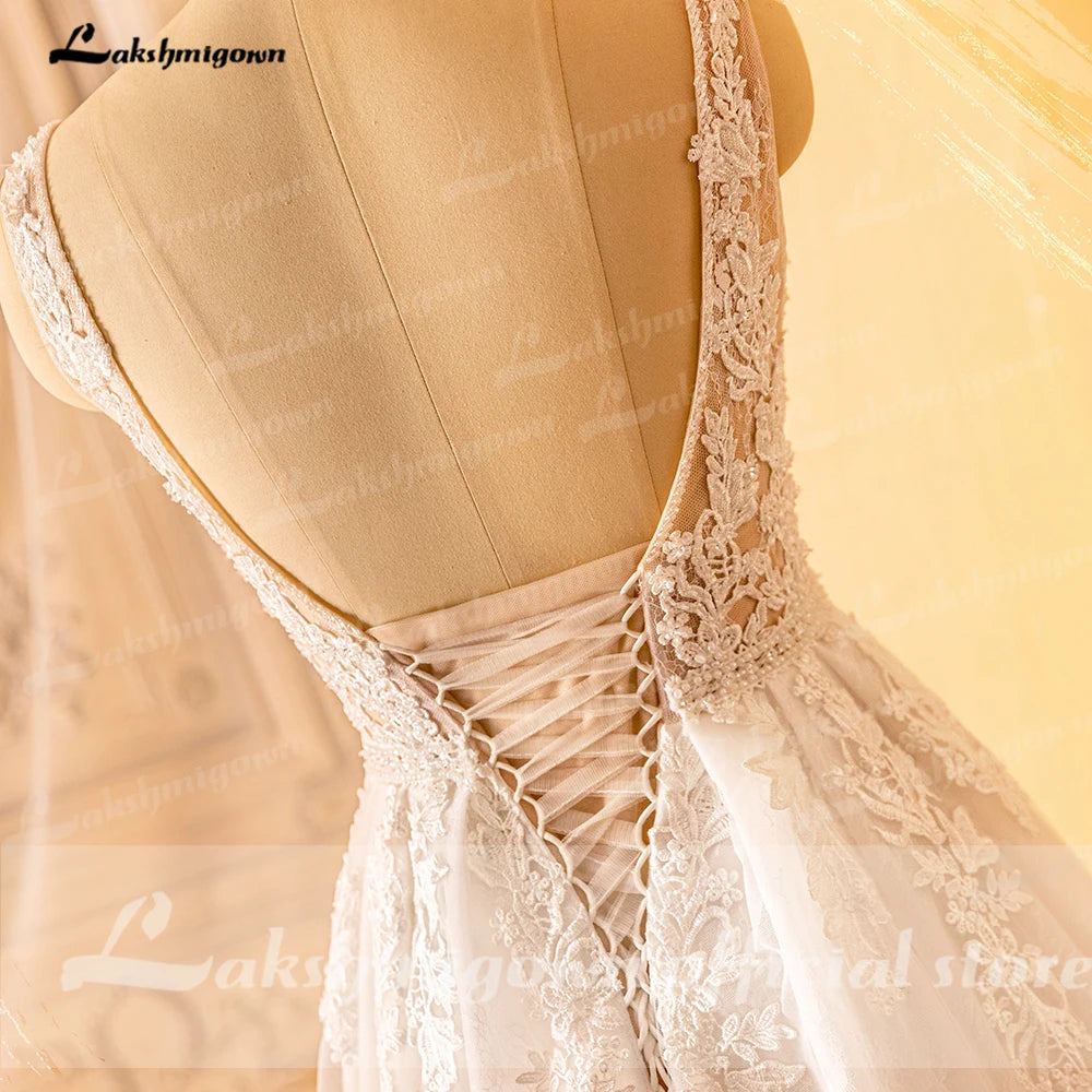 Elegant A Line Bridal Dress Wedding Beach Summer 2023 Beads Lace Appliques Lakshmigown Priness Women Wedidng Gowns Trouwjurk