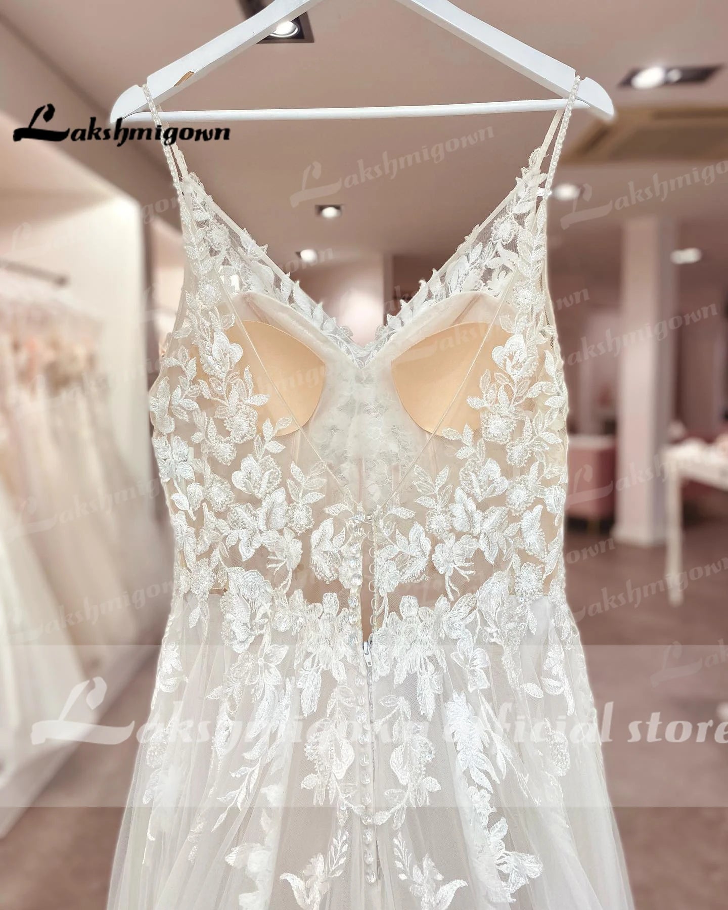 Lakshmigown Spaghetti Straps Lace Wedding Dresses Ivory A Line Bridal Dresses Boho Dresses for Women 2022 vestido noiva